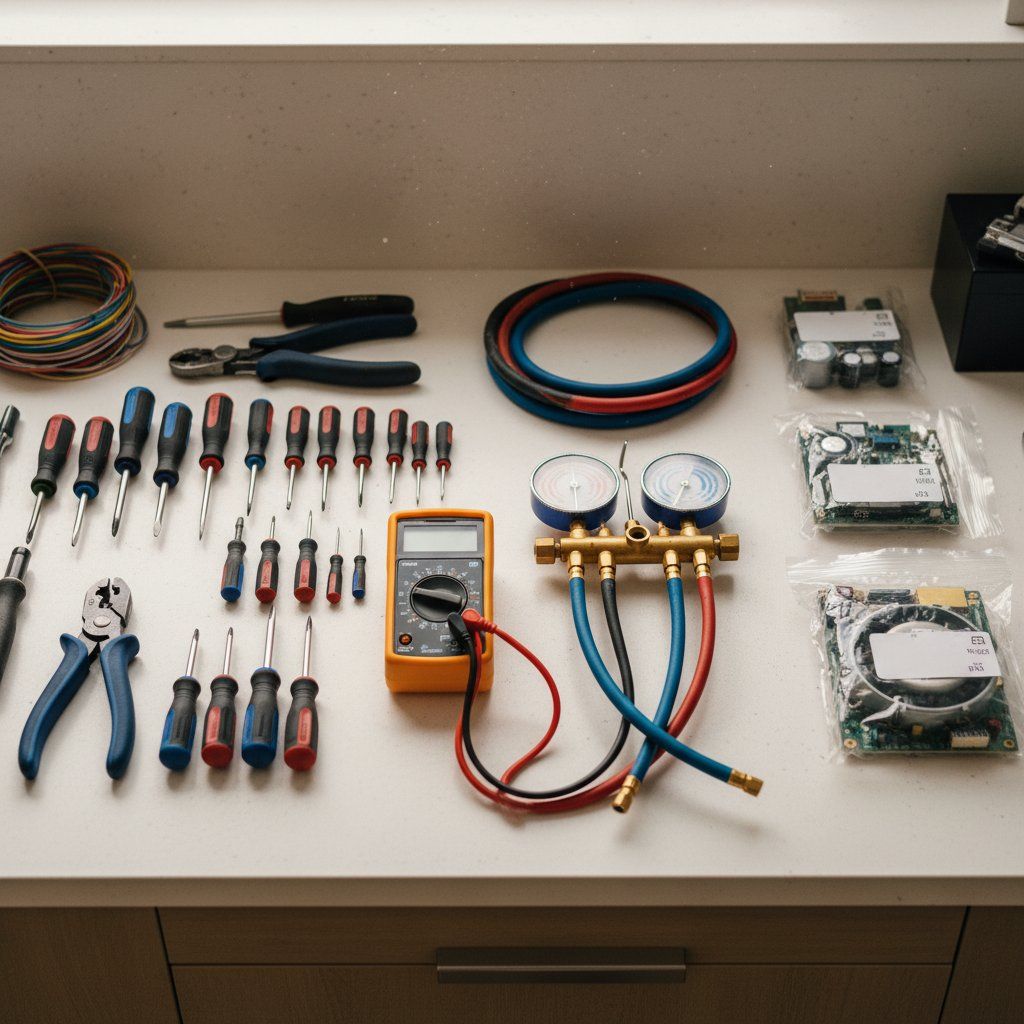 Diagnostic tools laid out for a precision Miele service call in Highlands Ranch