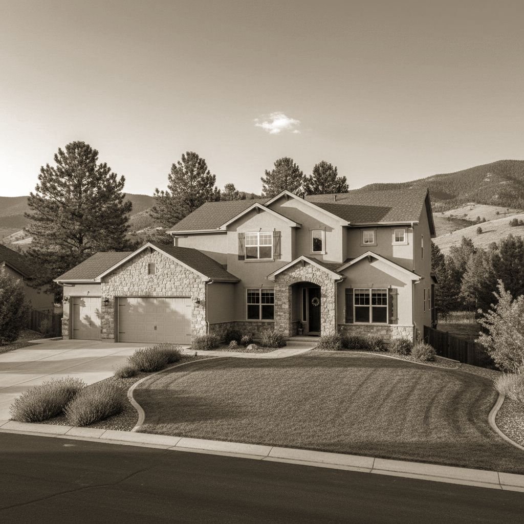 Highlands Ranch residence at golden hour with Front Range backdrop